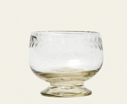 VIEJO VASO CLEAR W/ CORONA LAUREL ETCHED
