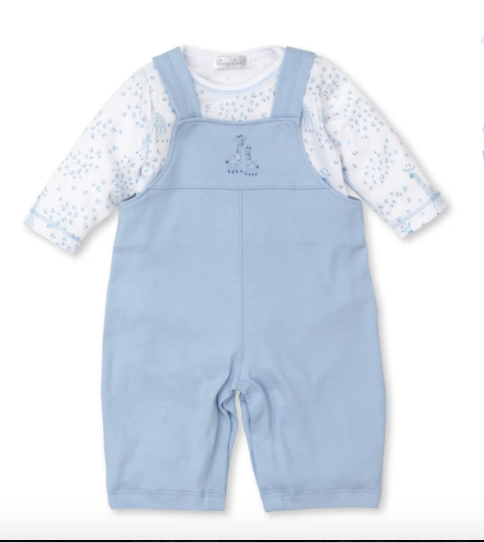 Speckled Giraffe Overall Set Light Blue 6-9 Month