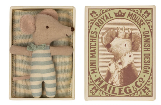 Baby Boy Mouse Sleepy/Wakey in Matchbox