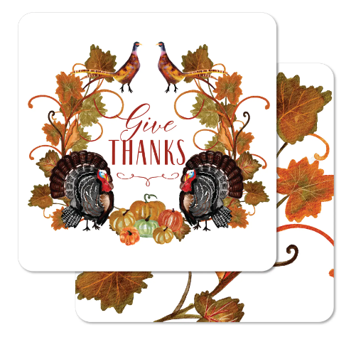 Give Thanks Thanksgiving Turkey Coaster - 6 pk