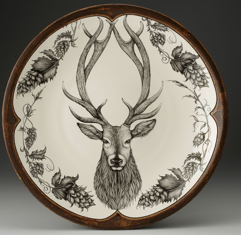 Large Round Red Stag Platter