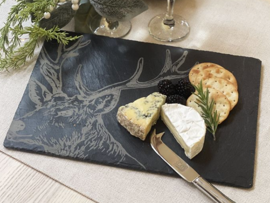 Stag Slate Cheese Board and Knife Set