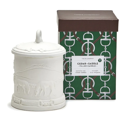 Cedar and Saddle Lidded Filled Candle