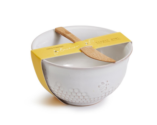 Bee Honeycomb Tidbit Bowl with Spreader