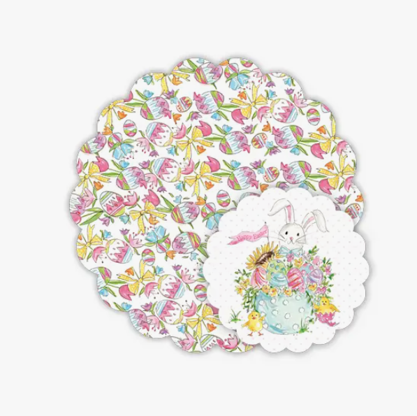 Handpainted Easter Eggs with Yellow Bows Doily Set