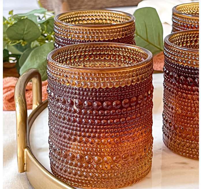Beaded Old Fashioned Drinking Glasses
