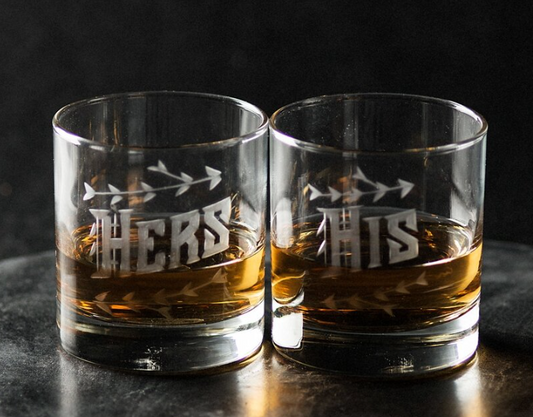 Hand Engraved Couples Glasses His/Hers (S/2)