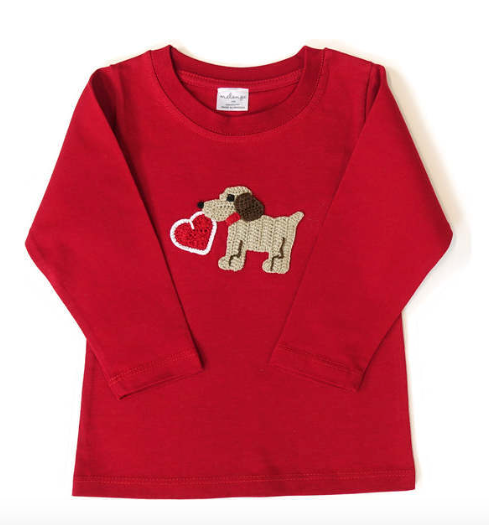Valentine Puppy Tee, Red-12 m
