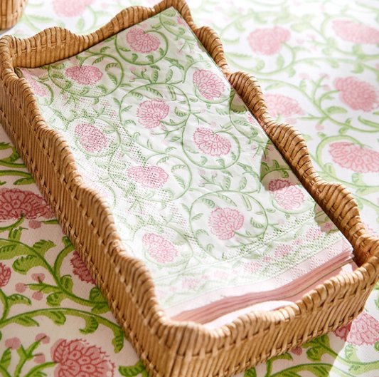 Floral Block Print 3-Ply Paper Dinner Napkin / Guest Towel