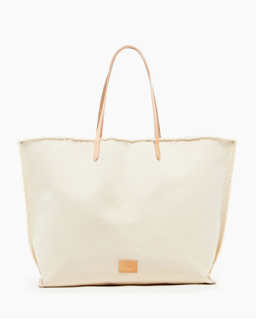 Hana Boat Bag- Natural Leather, Natural Canvas