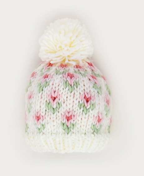 Bitty Blooms Blush Beanie Hat Large (2-6 years)