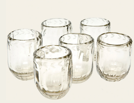 Pequenas Acanaladas Votives Cadena Laurel Etched - Set of 6