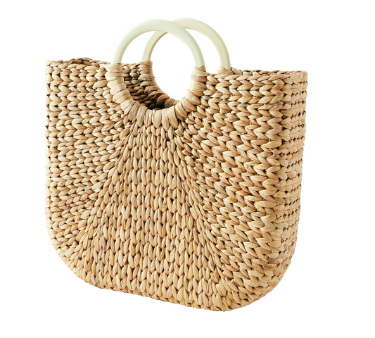Demilune Basket Tote, Large Parchment