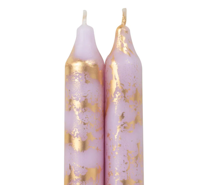 12" Decorative Taper 2 pk/Petal w/Gold