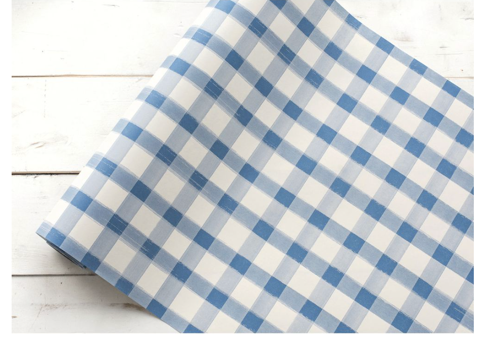 Blue Painted Check Runner 20x25