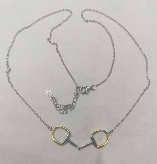 Equestrian 14k Gold OverSterling Silver Snaffle Bit Necklace | Gold