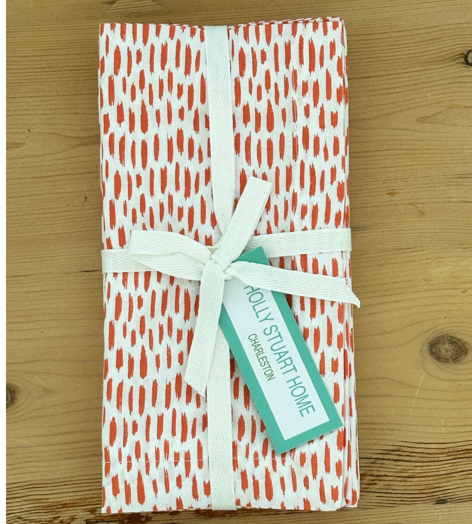 Cotton Block Print Napkins S/4 Camelia