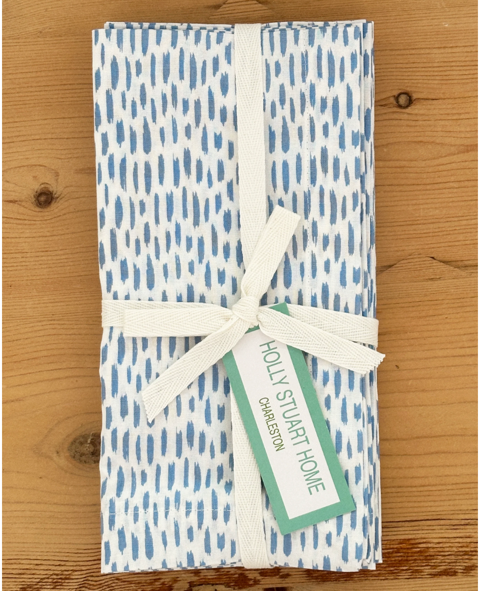 Cotton Block Print Napkins S/4   Ocean