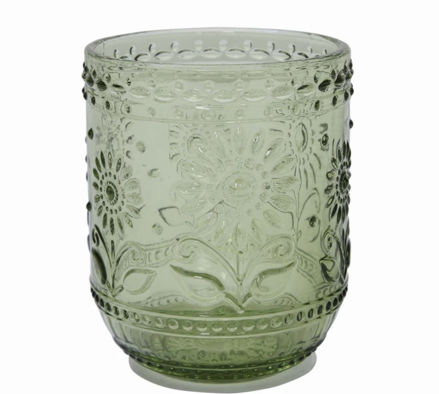 Embossed Drinking Glass, Green