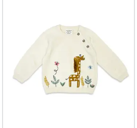 Giraffe Knit Baby Pullover Sweater Natural 6-12