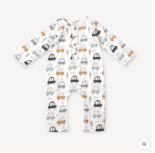 Cars Pocket & Button Baby Jumpsuit Soft White 0-3 mos.