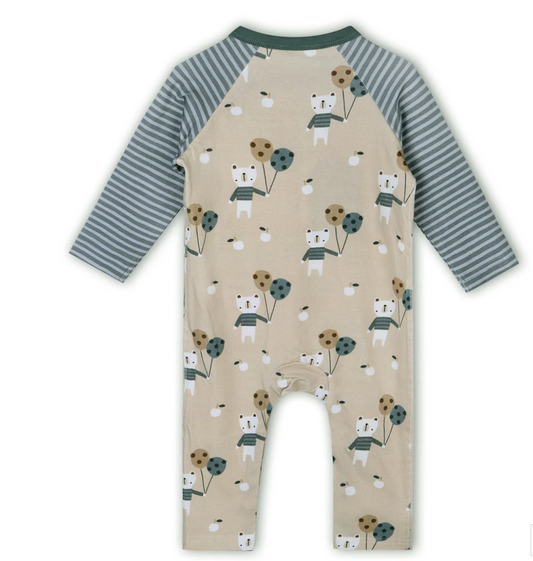 Balloon Bear kangaroo Pocket Jumpsuit-Almond 0-3 mos.