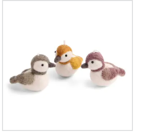 Set of 3 Felt Sparrows