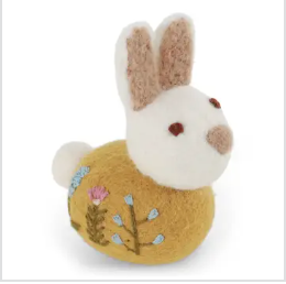 Sitting Bunny w Flower Embroidery