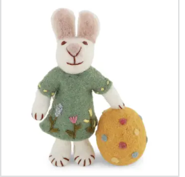 White Bunny w/Green Dress & Big Egg