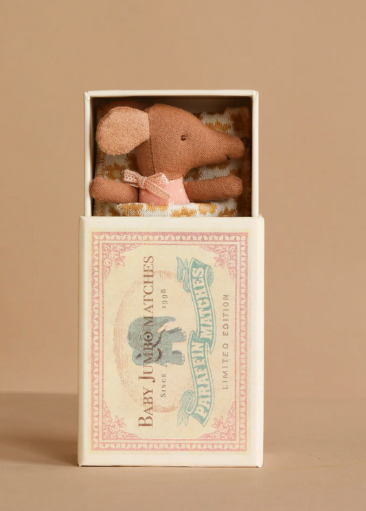 Sleepy Wakey Baby Mouse in Matchbox - Rose