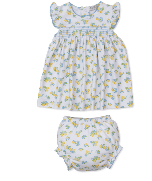 Lemon Blosssoms Smocked Dress Set 6-9 mos