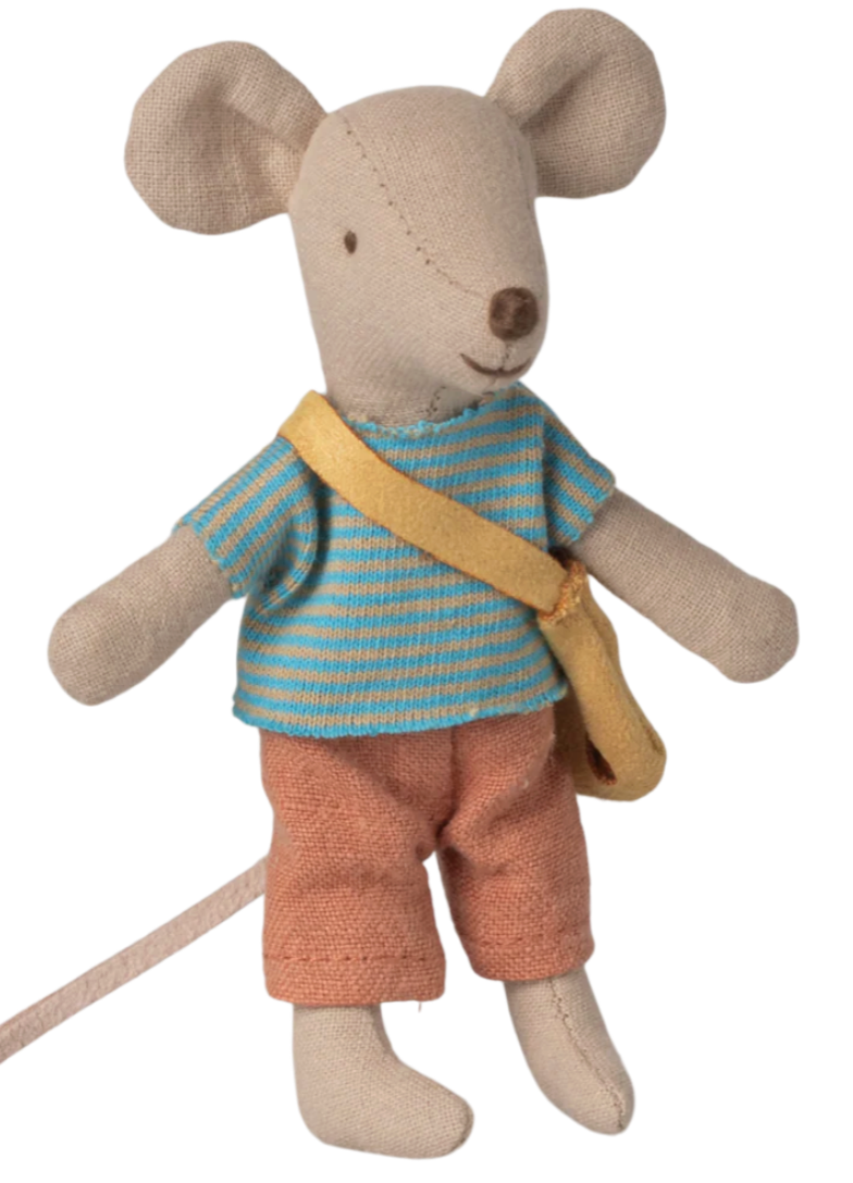 Little brother mouse with bag