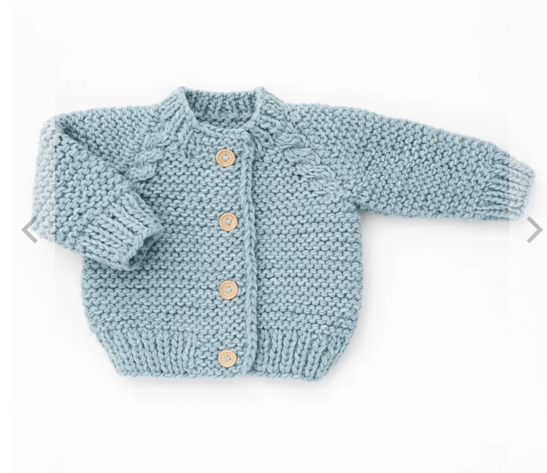 Garter Stitch Cardigan Sweater - Surf Blue
