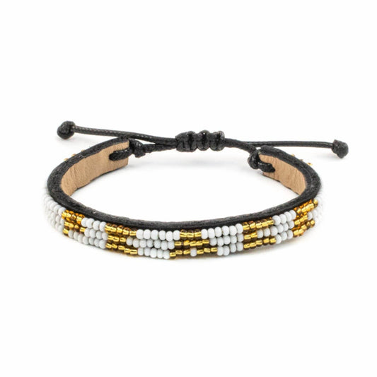 Skinny PEACE Bracelet - White/ Gold
