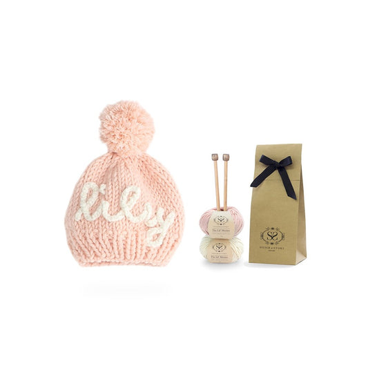 Personalized Knitt Baby Hat - Pink