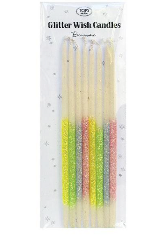 Beeswax Glitter Candles Pastel Asst.