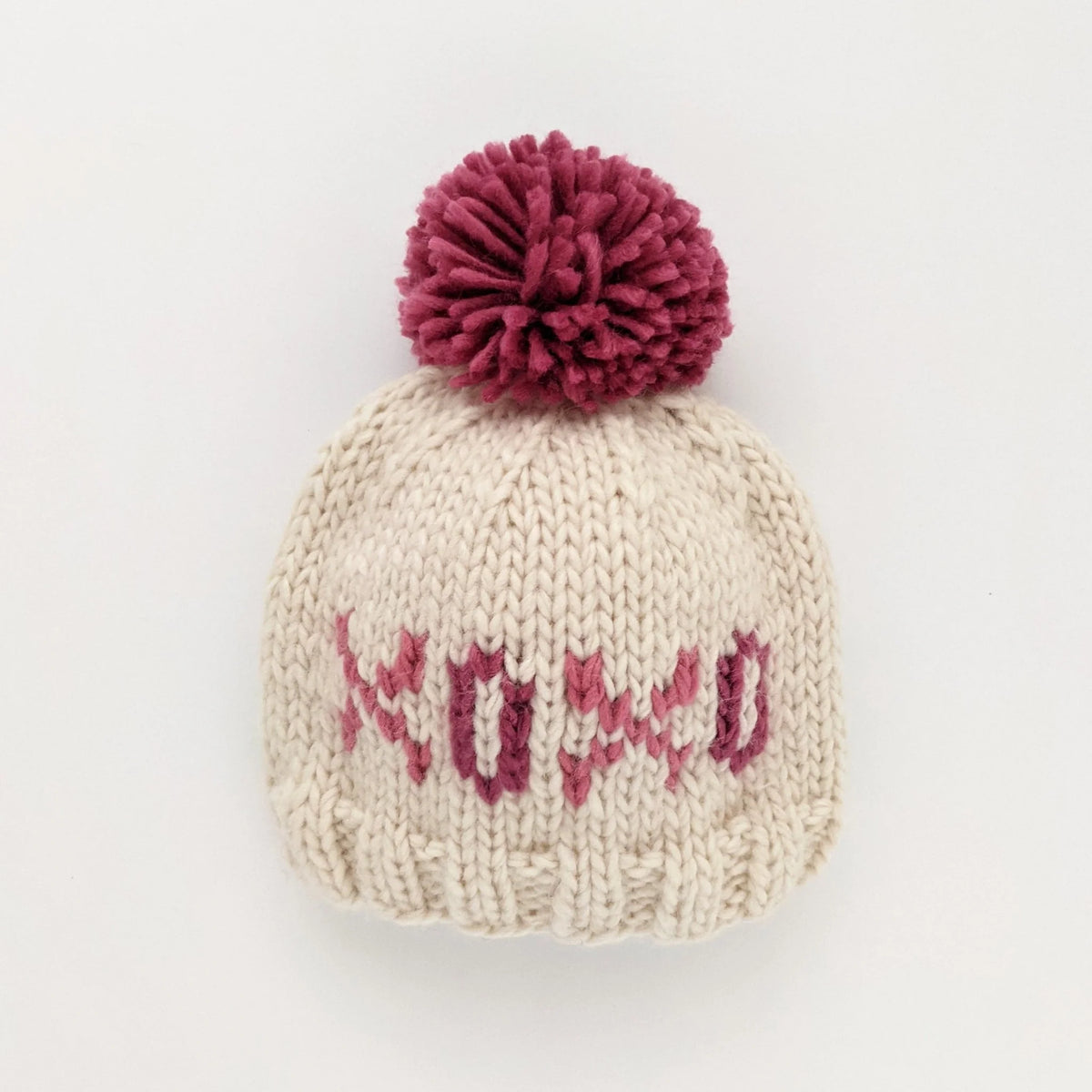 XOXO Valentine's day Hand Knit Beanie Hat Small (0-6 mos)