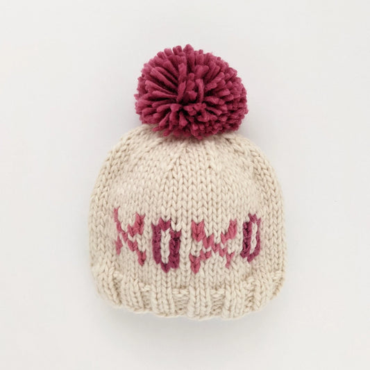 XOXO Valentine's day Hand Knit Beanie Hat Small (0-6 mos)